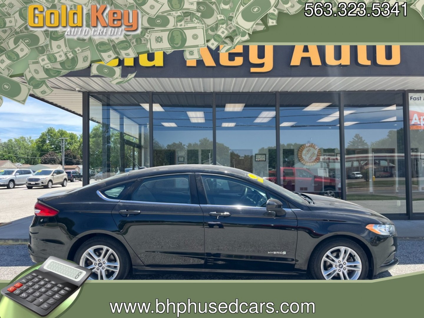 2018 Shadow Black Ford Fusion Hybrid S (3FA6P0UU5JR) with an 2.0L L4 DOHC 16V HYB engine, CVT transmission, located at 1633 W Kimberly, Davenport, IA, 52806, (563) 323-5341, 41.559456, -90.598732- Photo#0